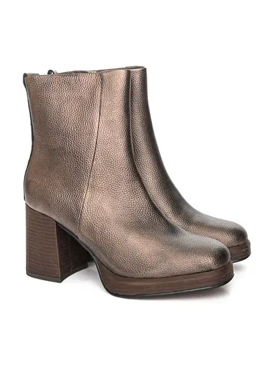 Ботильоны цвета бронзы на высоком каблуке